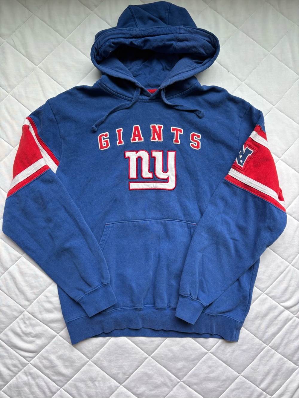 NFL New York Giants Blue Hoodie with Red Sleeve Accents